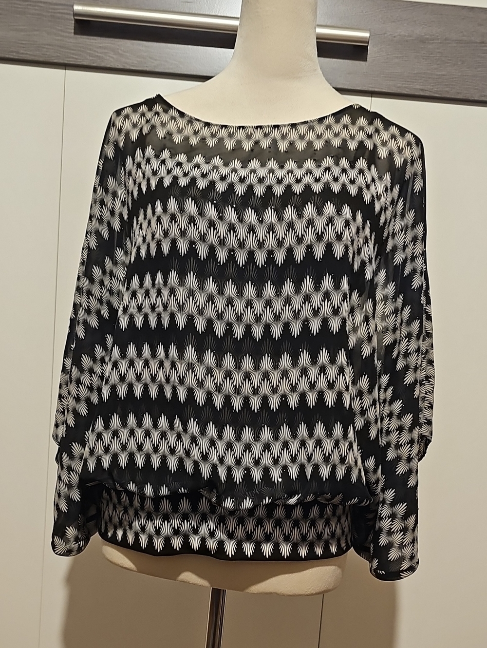 Alfani Black and White Geometric-Print Tunic